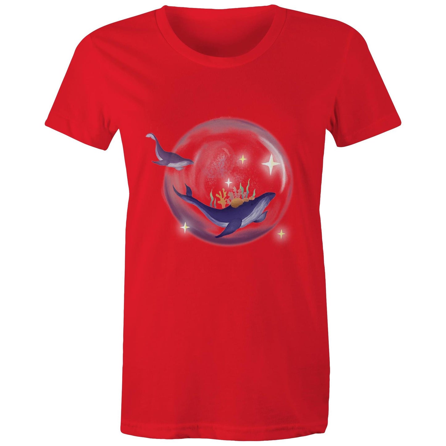 Women's T-shirt by Earthfolk - Crystal Ball Whale - The Crescent Moon