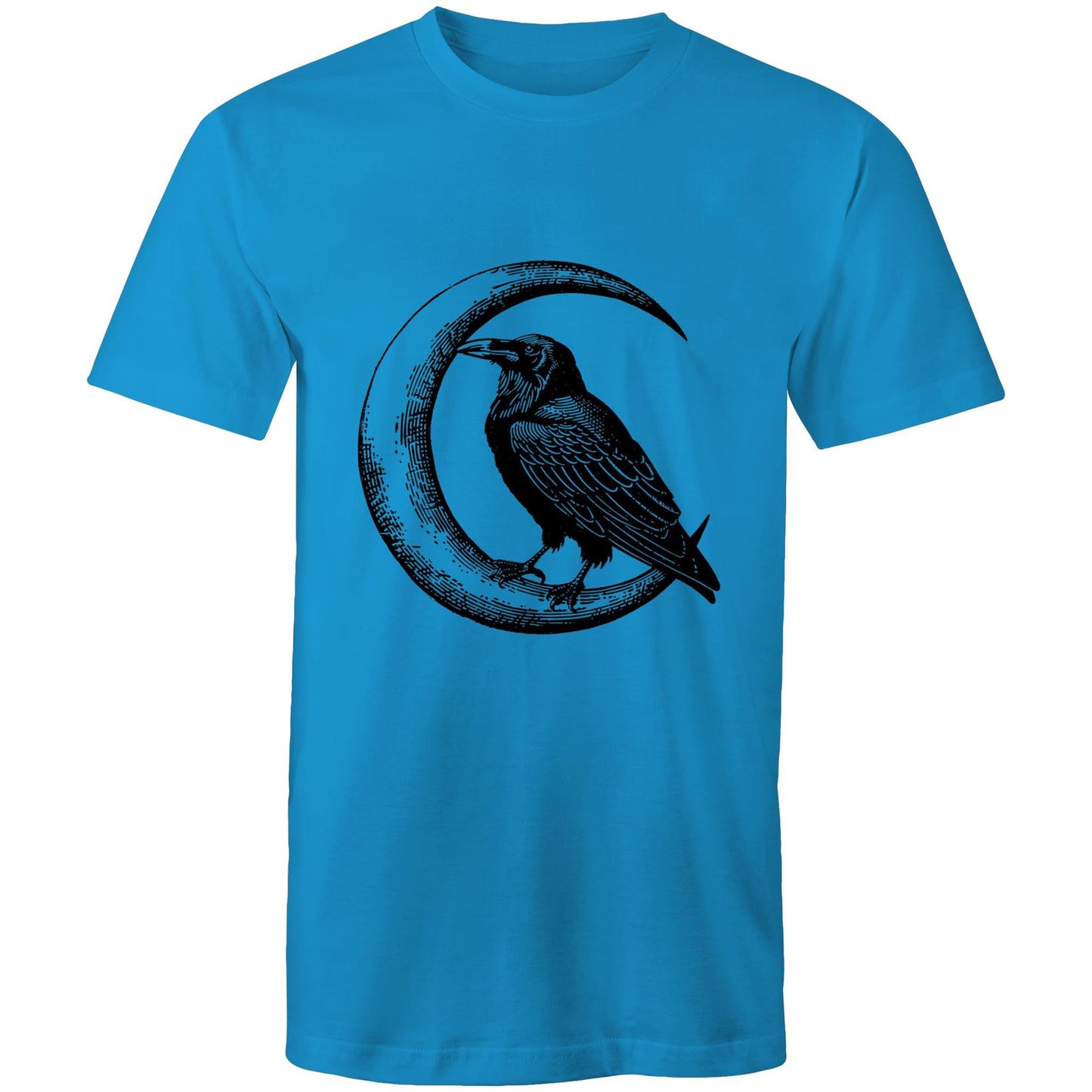 Men's Earthfolk Printed T shirt - Crow and Moon - The Crescent Moon