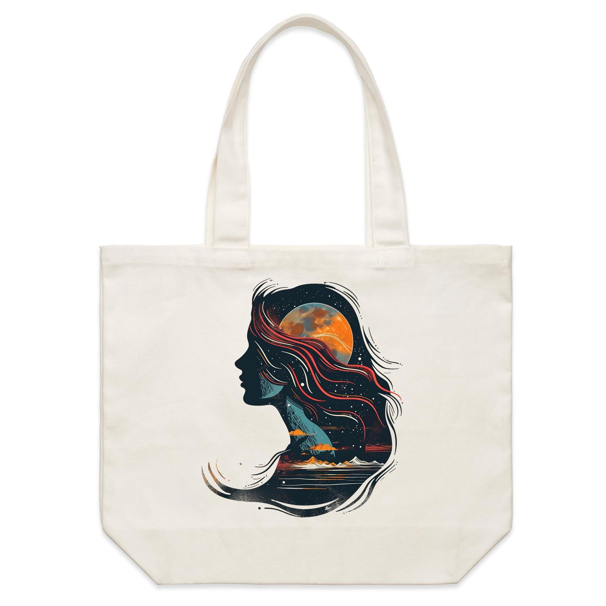 Earthfolk Canvas Tote Bag - Child of the Universe - The Crescent Moon