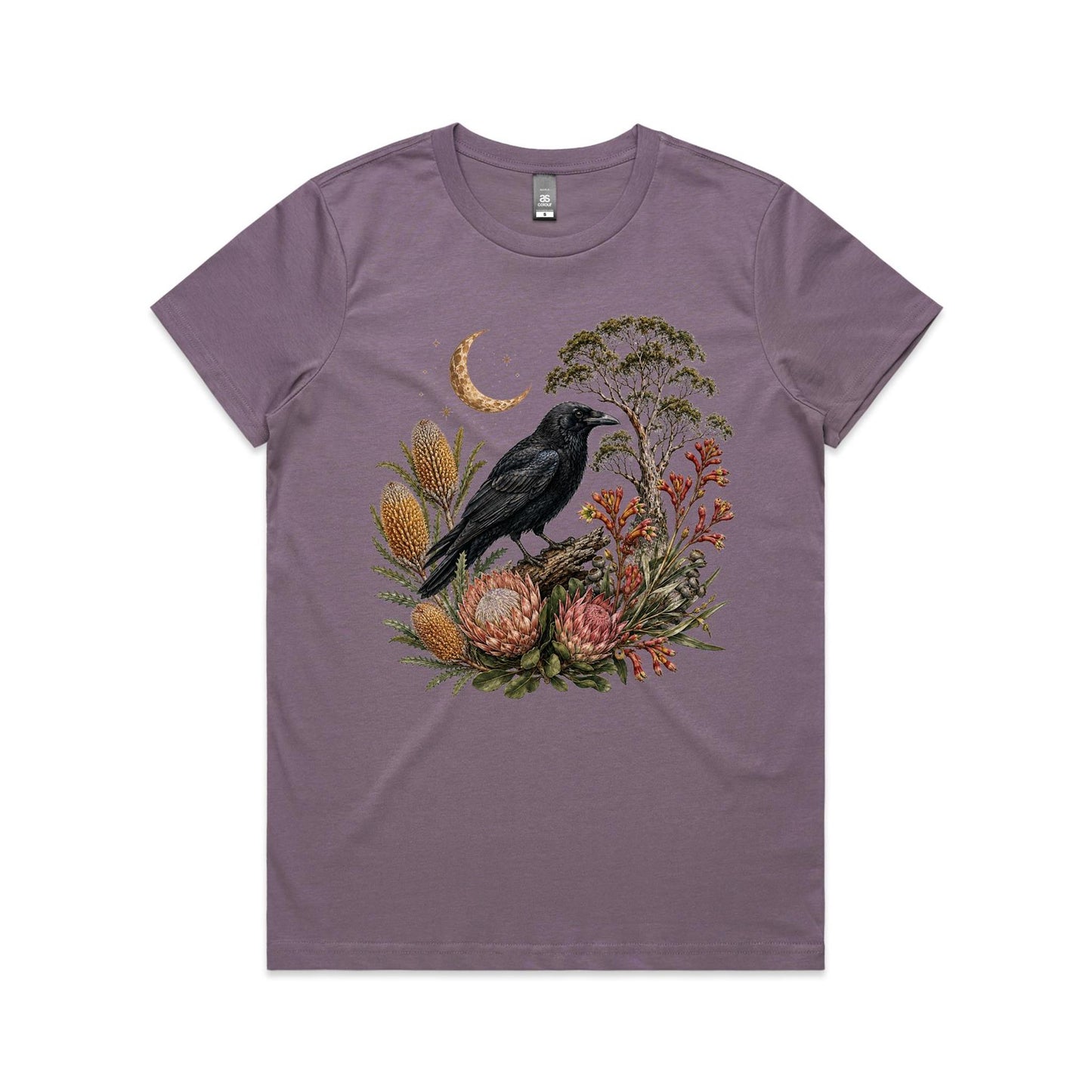 Women's Crow Graphic T-Shirt | Australian Native Botanical Print