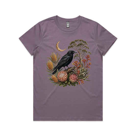 Women's Crow Graphic T-Shirt | Australian Native Botanical Print