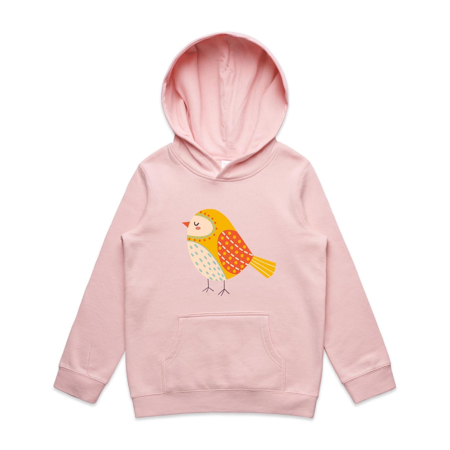 Kids Earthfolk Hoodie - Spotted Birdy Orange - The Crescent Moon