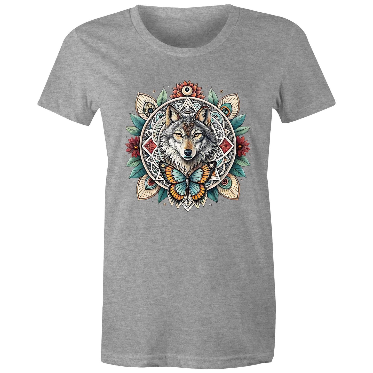 Women's Earthfolk T shirt - Wolf Mandala