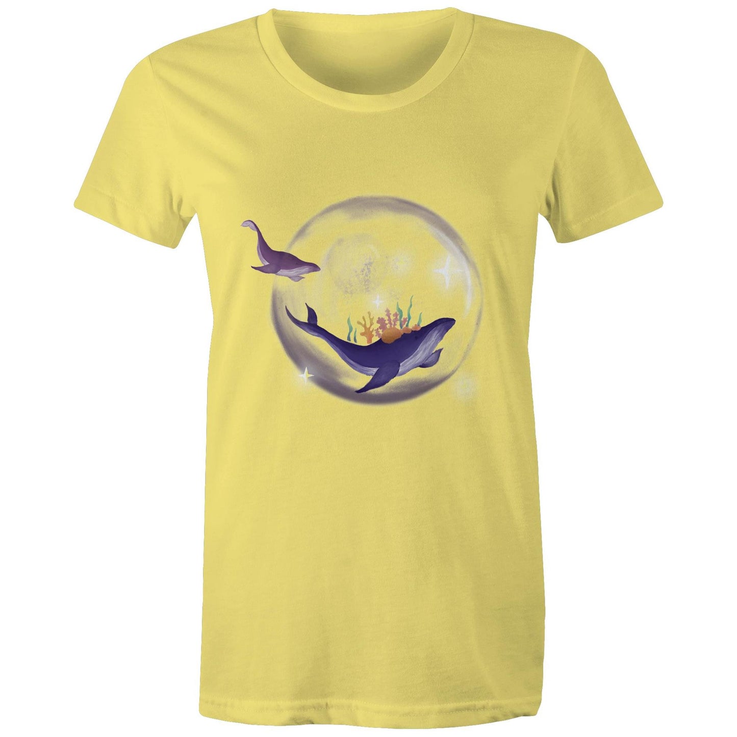 Women's T-shirt by Earthfolk - Crystal Ball Whale - The Crescent Moon