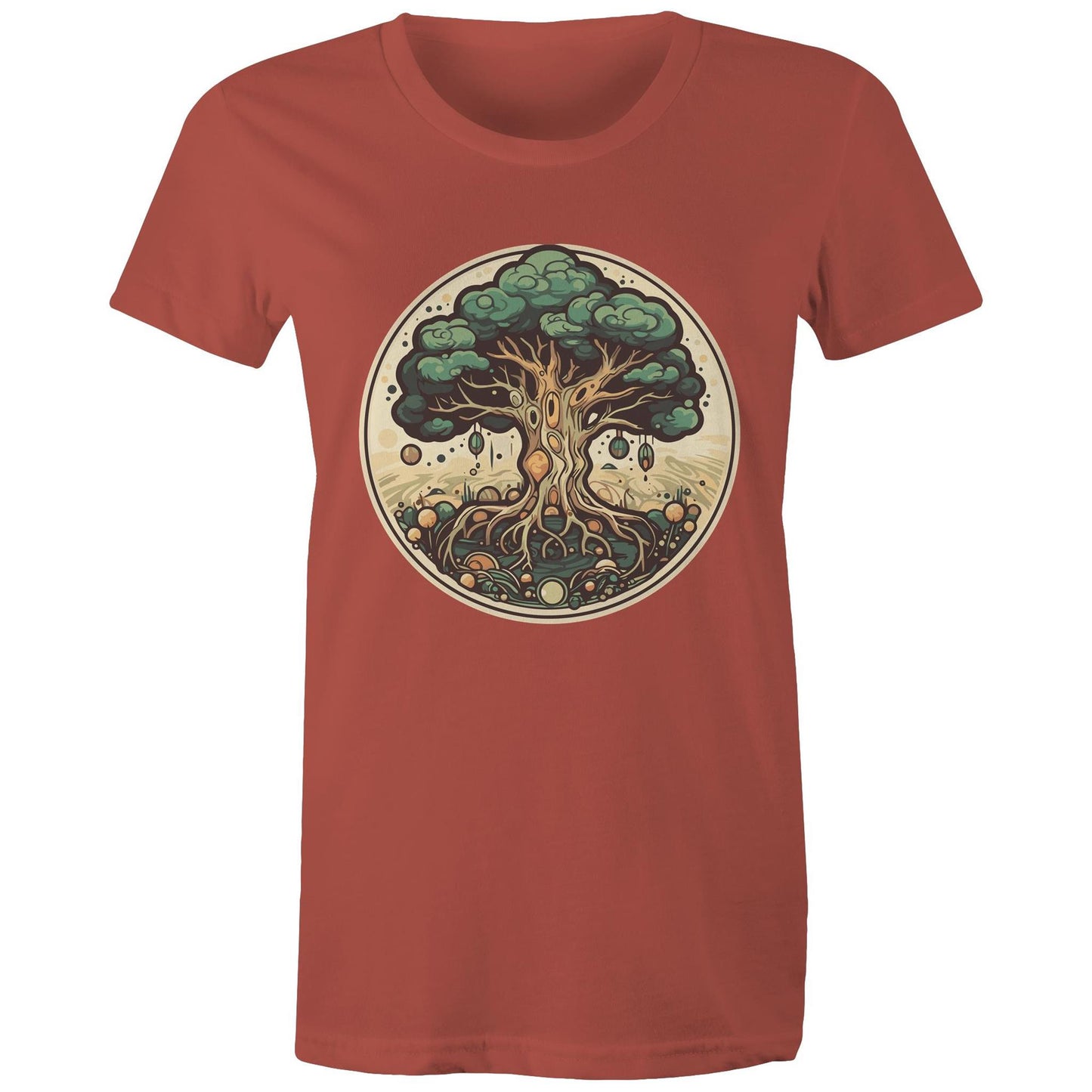 Earthfolk printed t shirt - Womans Relaxed Fit - Circular Tree