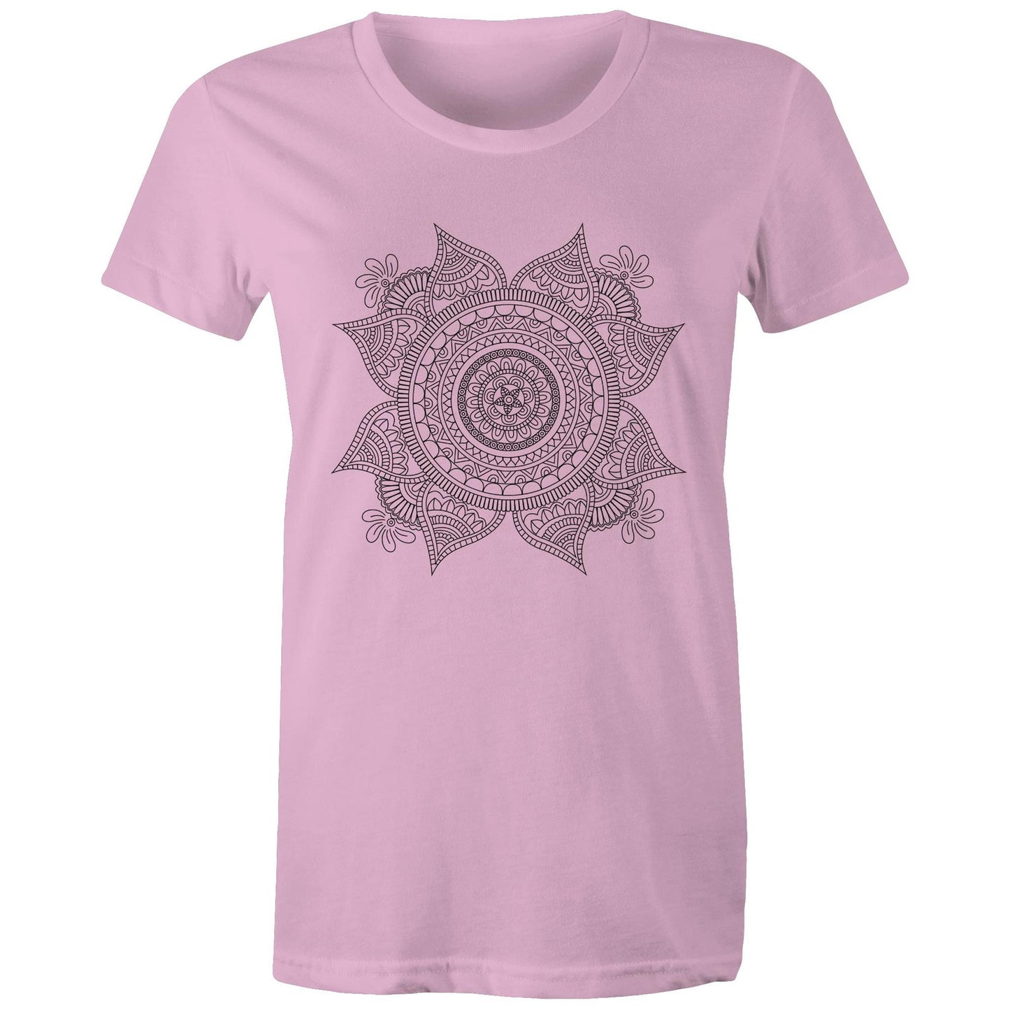Women's Earthfolk T shirt - Mandala Mono - The Crescent Moon