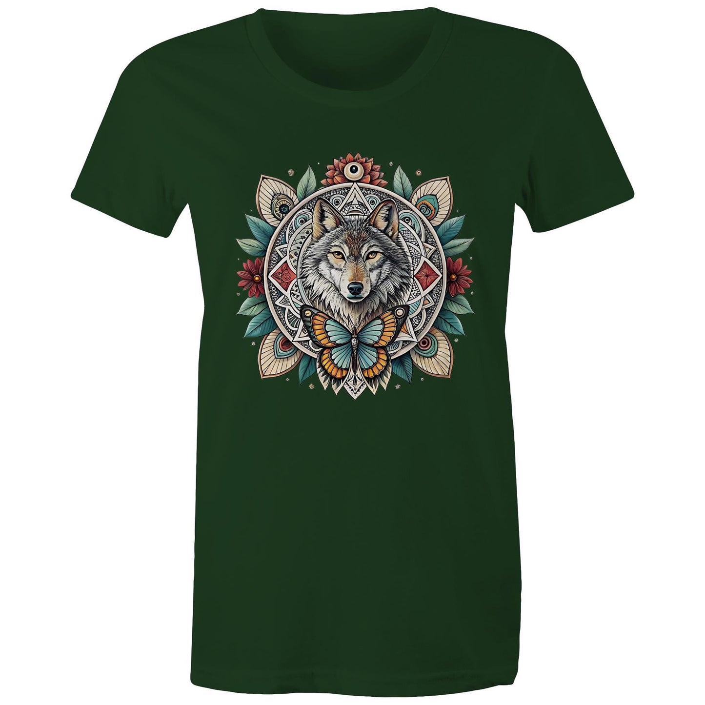 Women's Earthfolk T shirt - Wolf Mandala