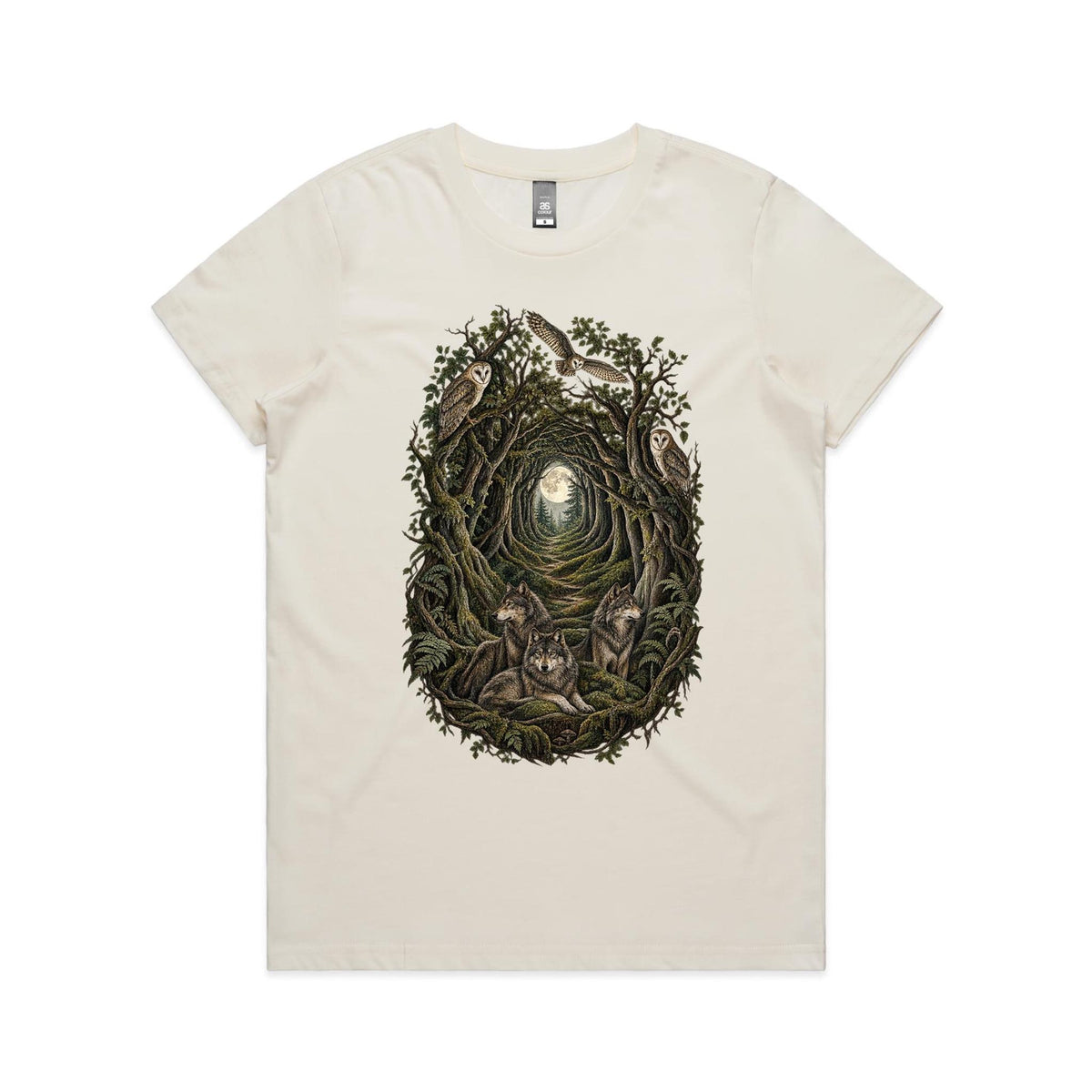 Women's Owl and Wolf Woodland Graphic T-shirt