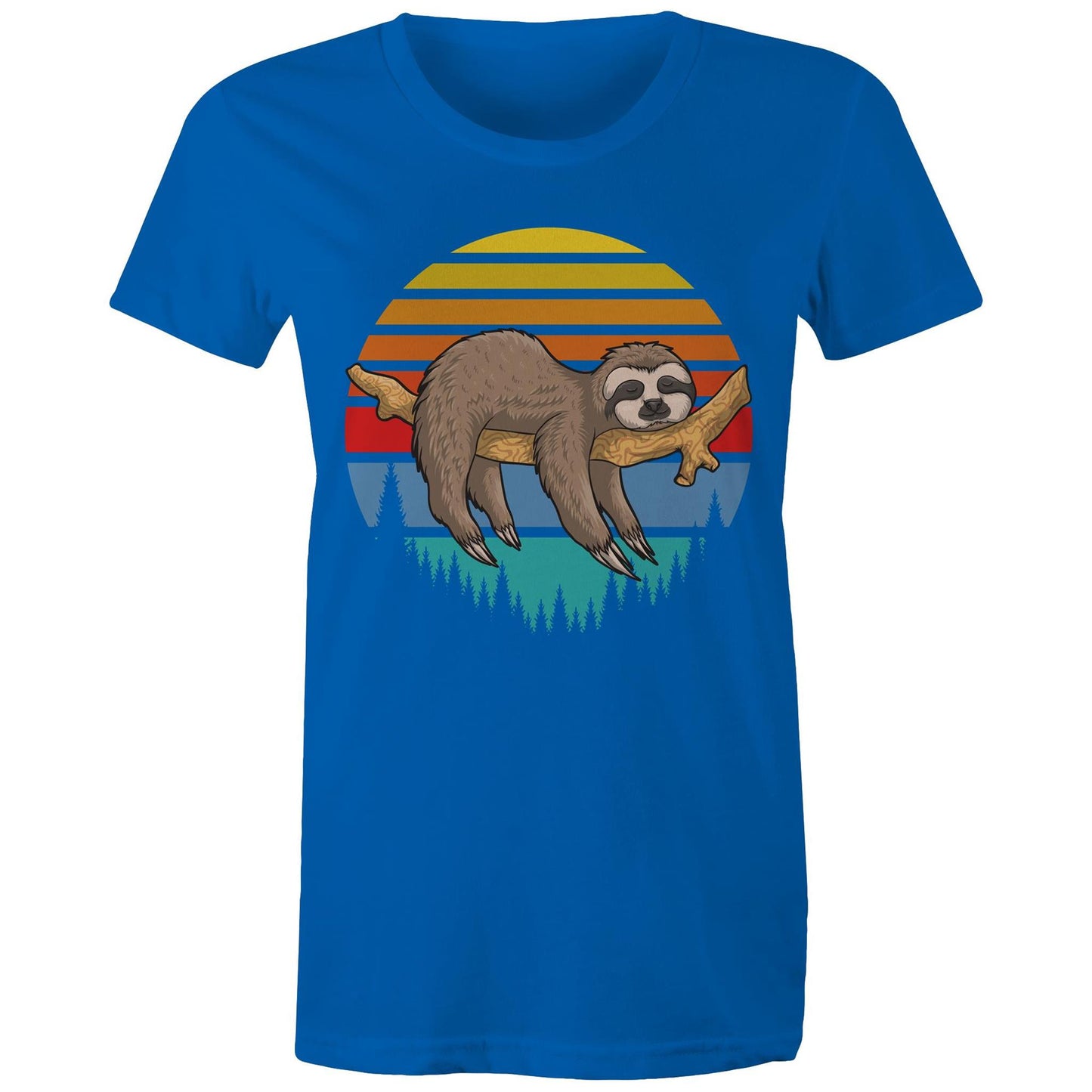 Women's Earthfolk Printed T shirt - Sleepy Sloth - The Crescent Moon