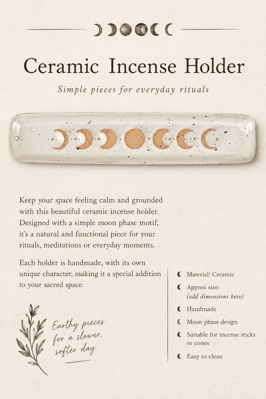 Ceramic Incense Holder - Moon Phase