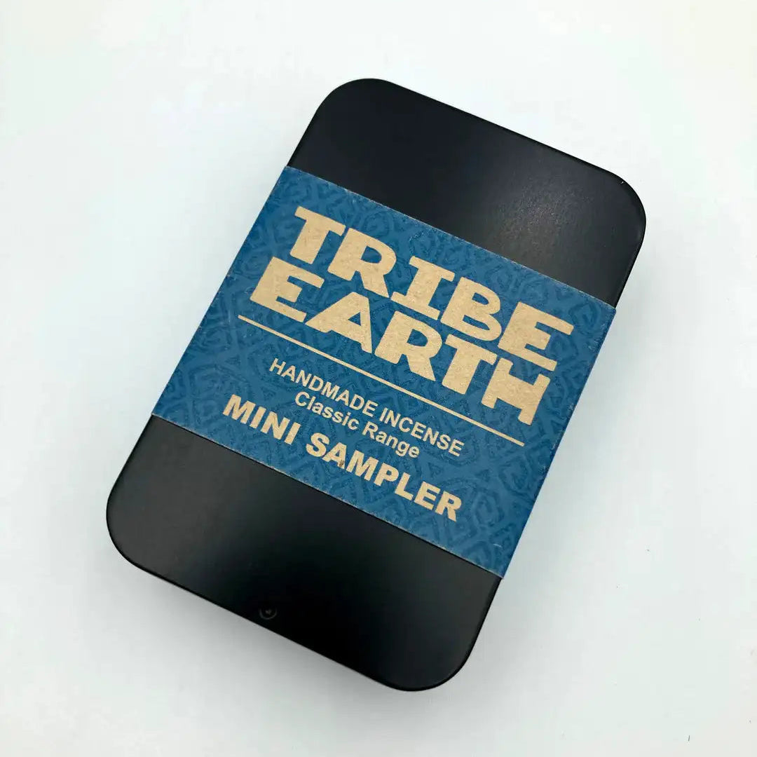 Tribe Earth handmade incense mini sampler packaging on a white background