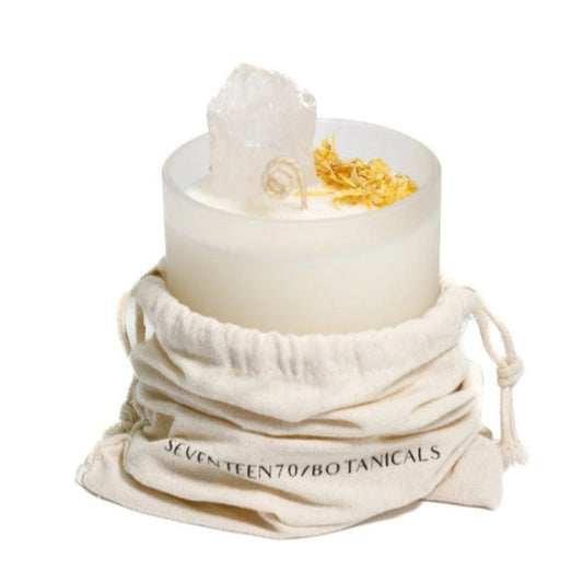 Clear Quartz Crystal Candle - Inspiration and Positivity - The Crescent Moon