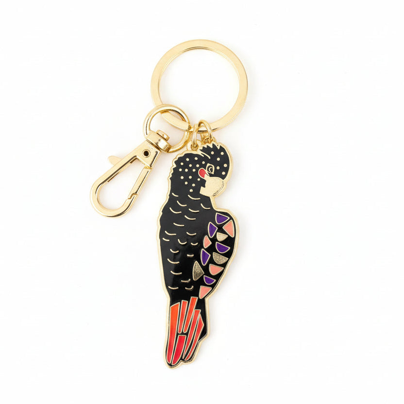 Keychain with a parrot design on a white background