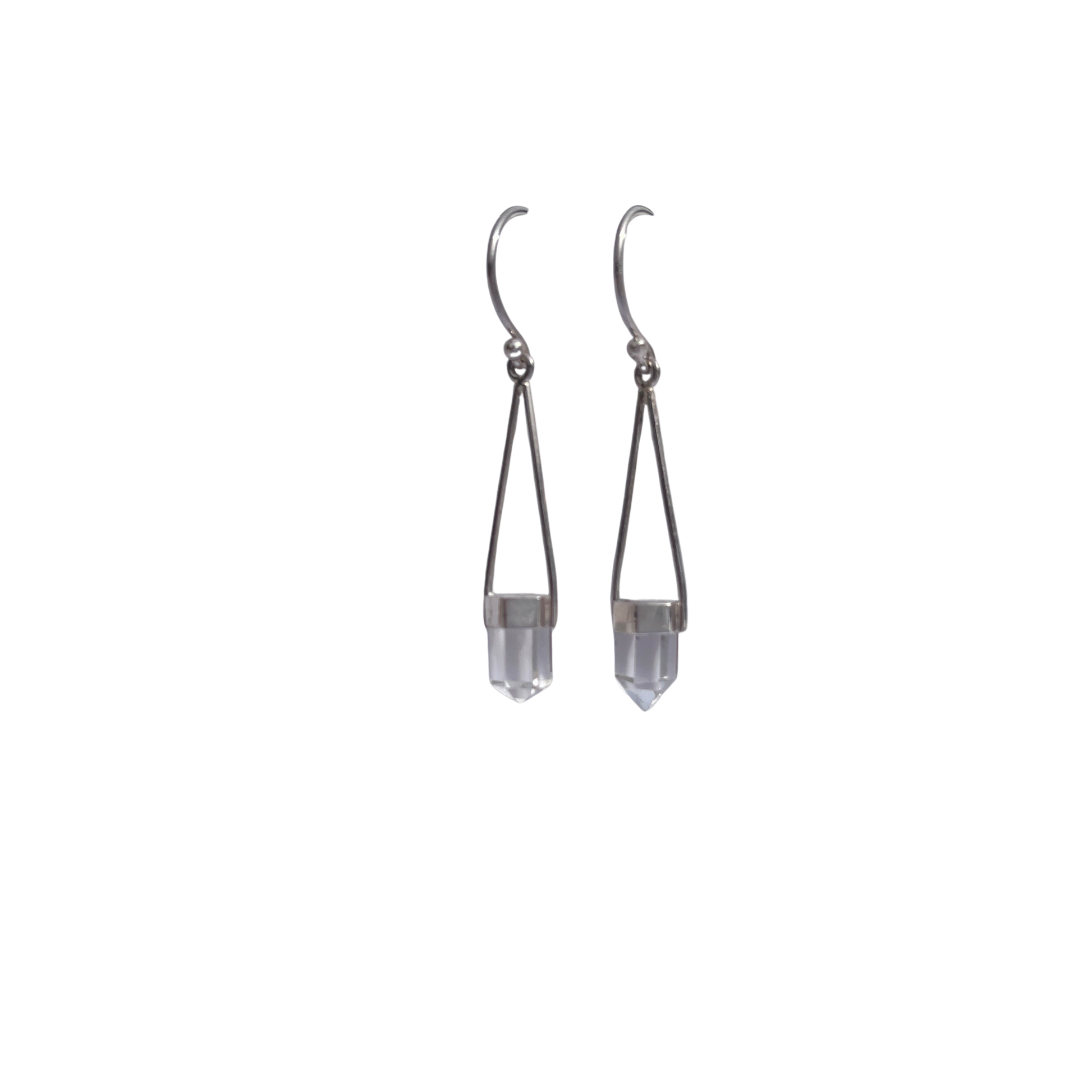 Sterling Silver Clear Quartz Earrings