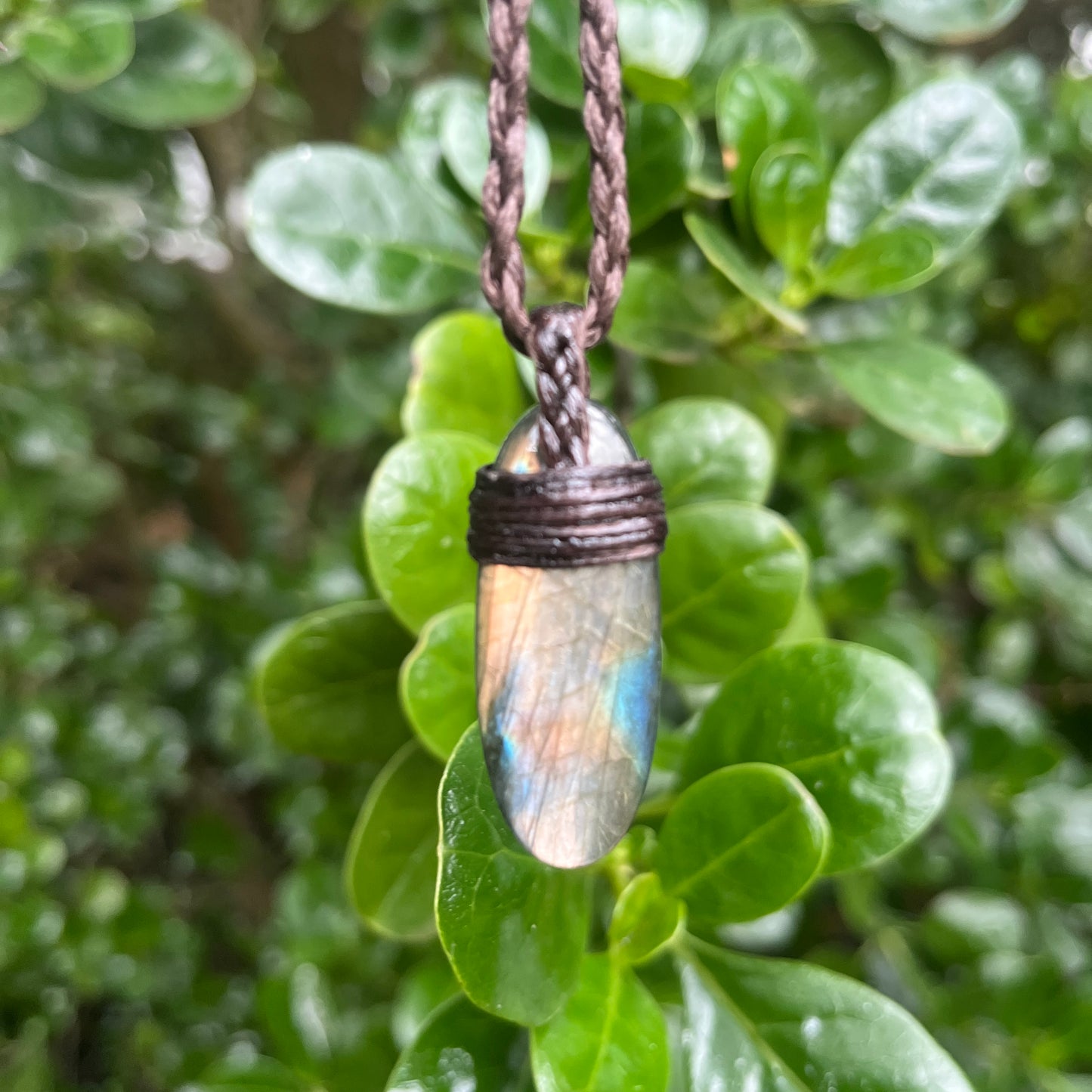 Tribe Talisman macrame Necklace - Labradorite - The Crescent Moon