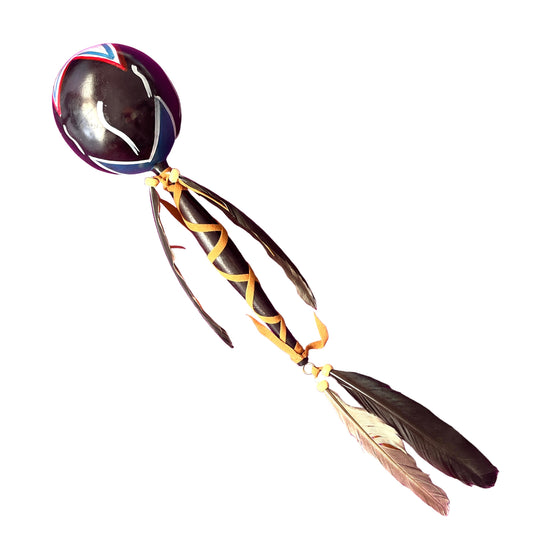 Shamanic Feather Shaker - Maraca - Black - The Crescent Moon