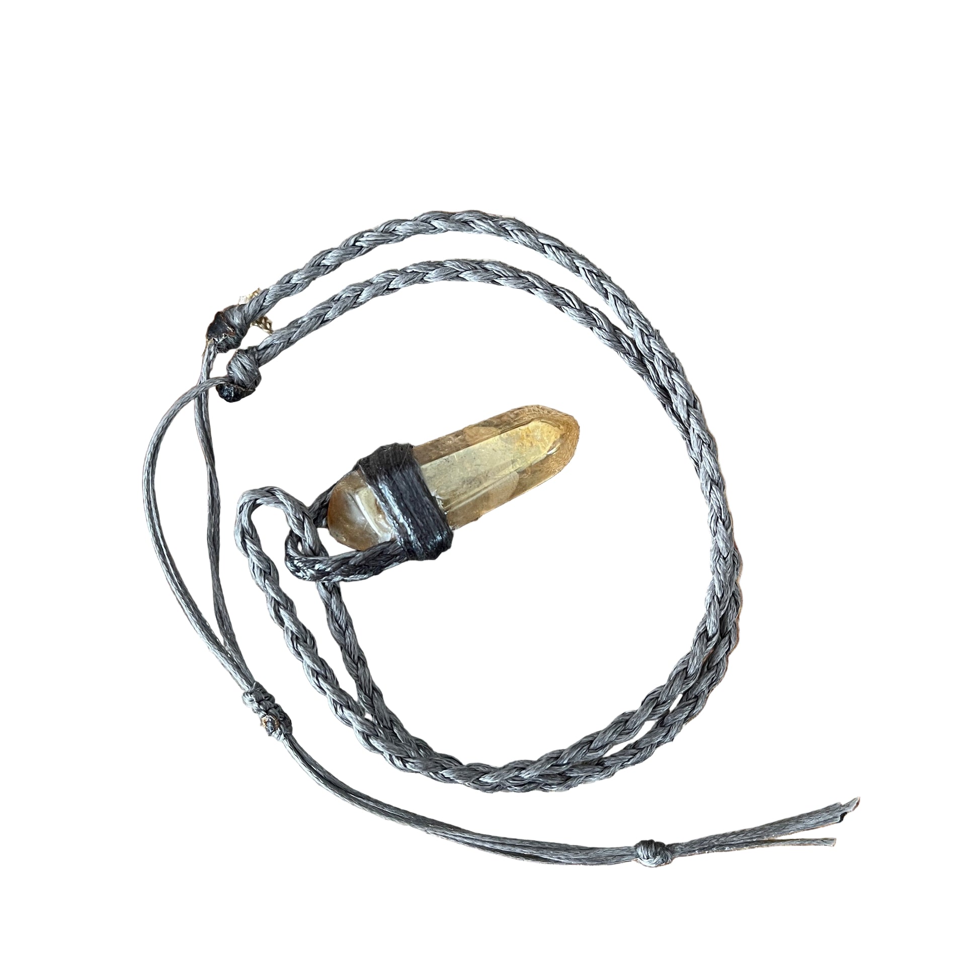 Tribe Talisman Macrame necklace - Orange Aura Quartz - The Crescent Moon