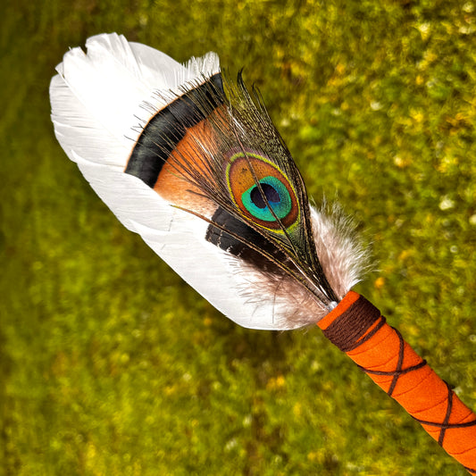 Smudging Feather Wand with Peacock Feather Medium