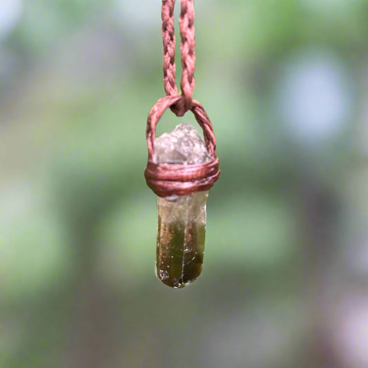 Tribe Talisman Macrame Necklace - Smokey Quartz Rough - The Crescent Moon