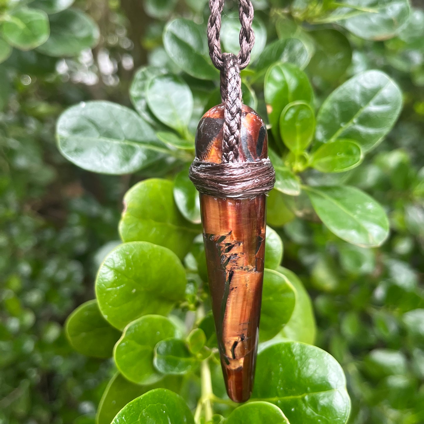 Tribe Talisman Macrame Necklace - Tiger Iron - The Crescent Moon