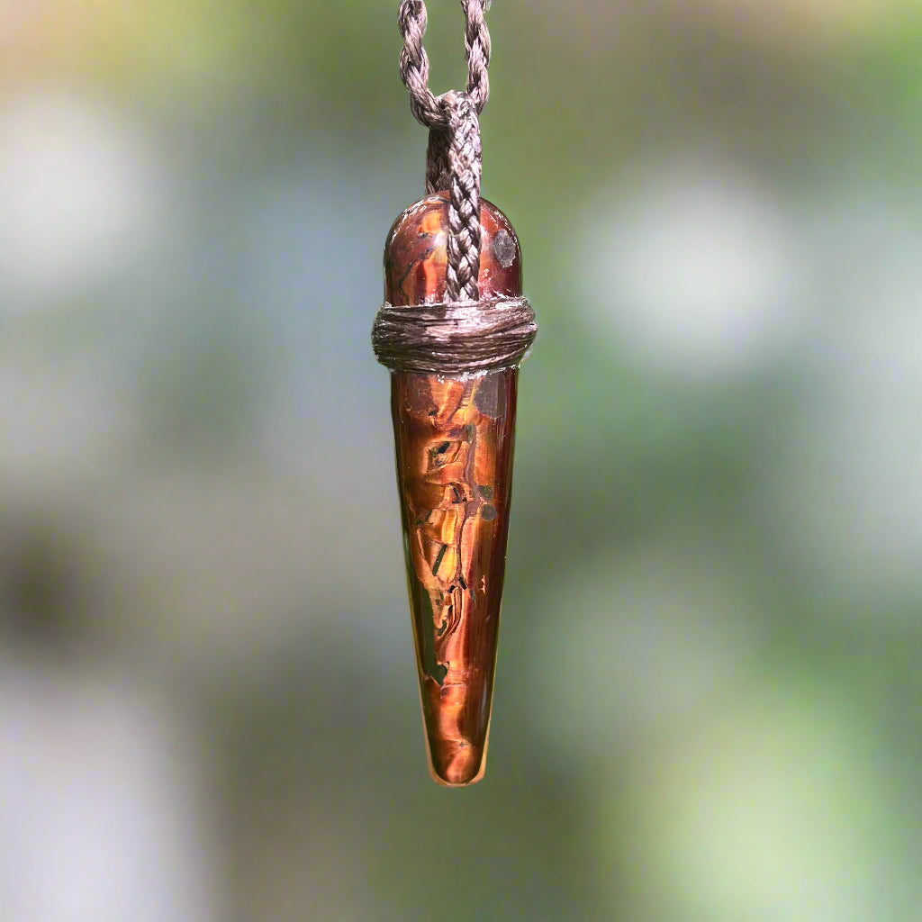 Tribe Talisman Macrame Necklace - Tiger Iron - The Crescent Moon