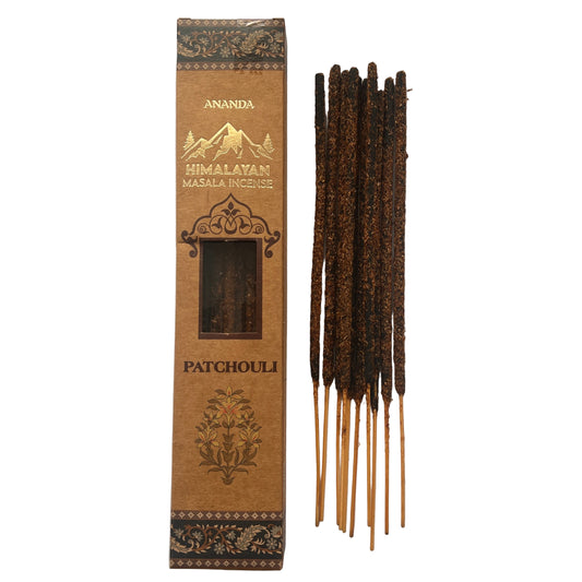 Ananda Himalayan Masala Incense packaging with incense sticks on a white background
