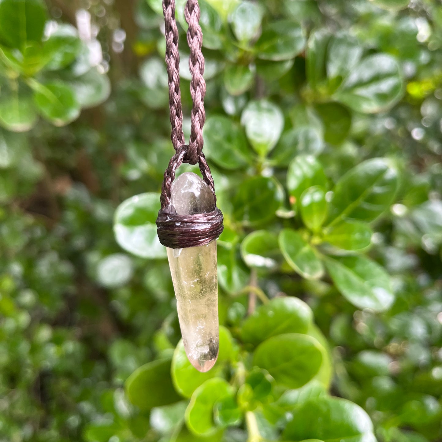 Tribe Talisman Macrame Necklace - Smokey Quartz - The Crescent Moon