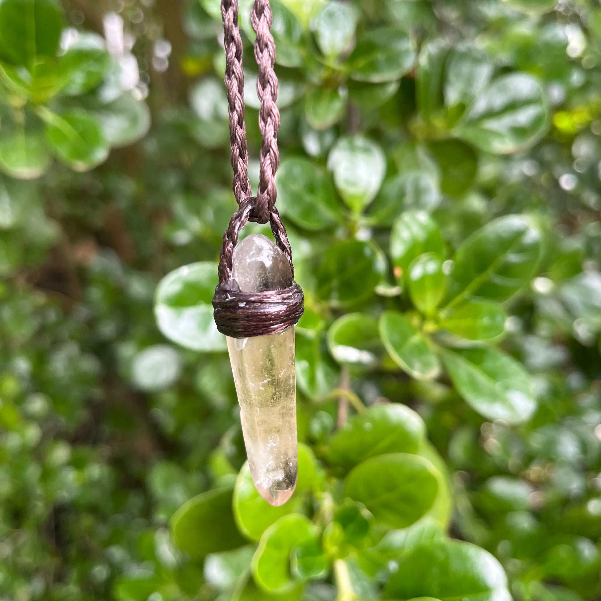 Tribe Talisman Macrame Necklace - Smokey Quartz - The Crescent Moon
