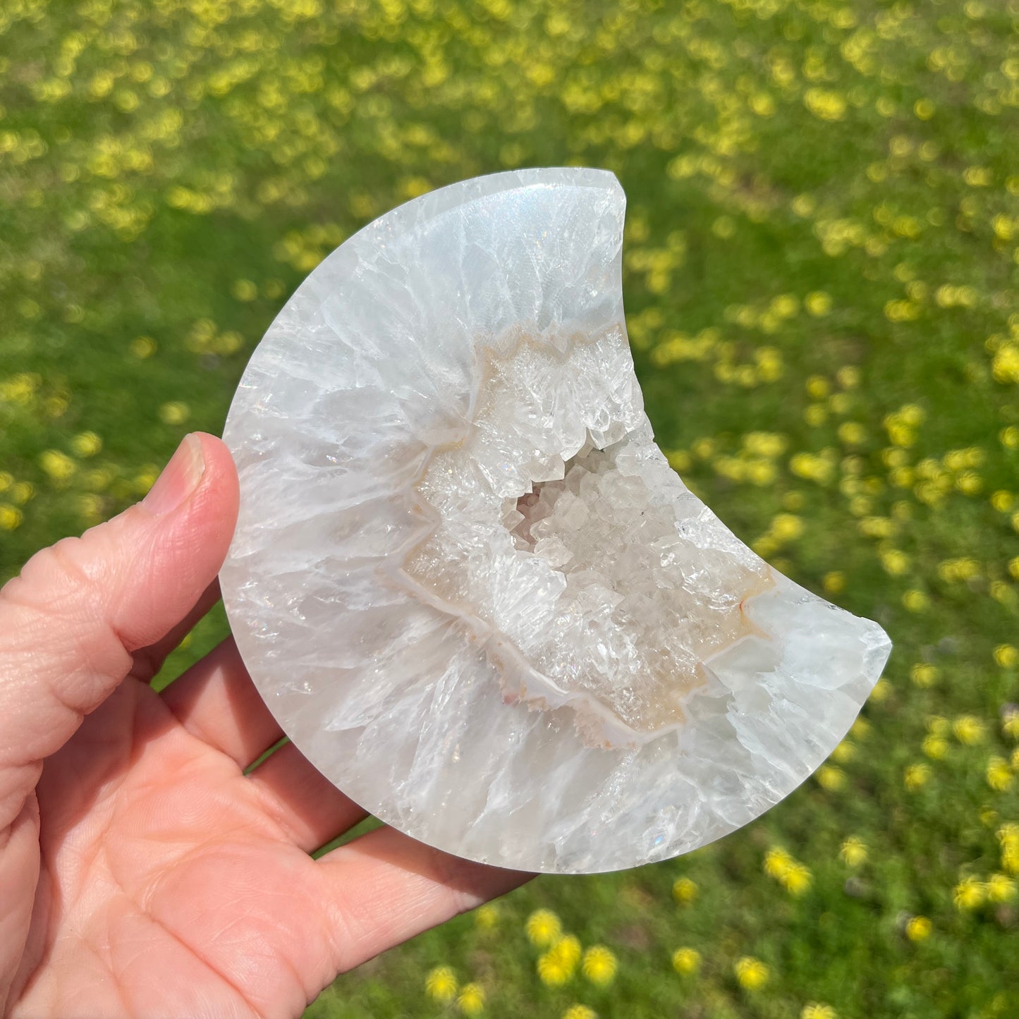 Agate Crystal Crescent Moon Geode