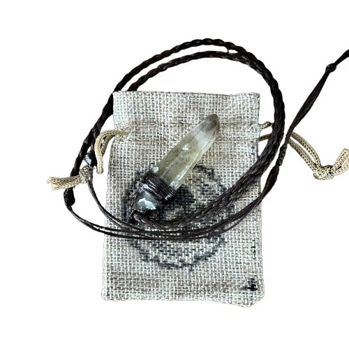 Tribe Talisman Macrame Necklace - Smokey Quartz - The Crescent Moon
