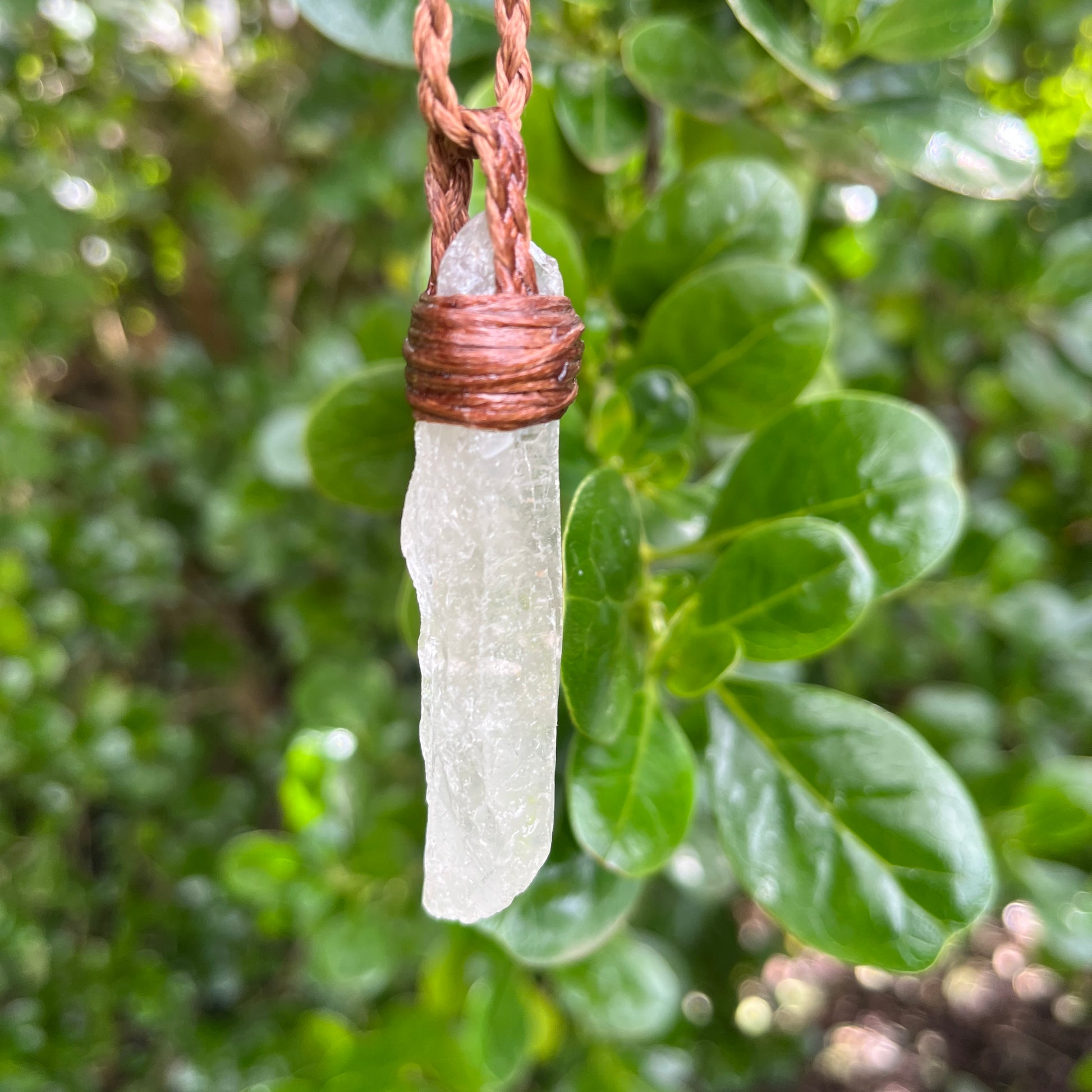 Tribe Talisman Macrame Necklace - Clear Quartz Rough - The Crescent Moon