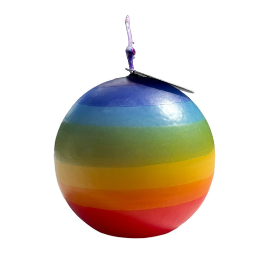 Multicolored spherical candle, rainbow candle