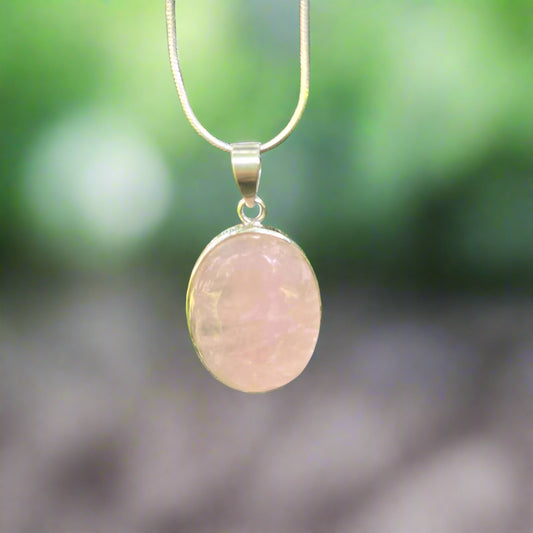 Sterling Silver Rose Quartz Pendant
