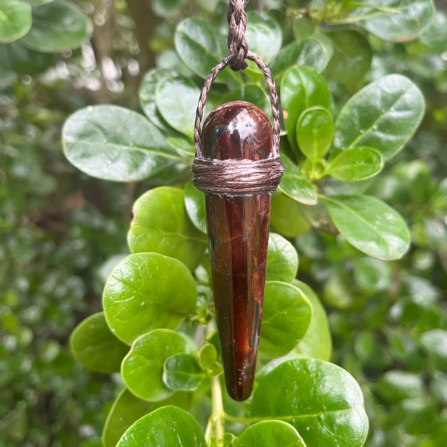 Tribe Talisman Macrame Necklace - Tiger Iron - The Crescent Moon