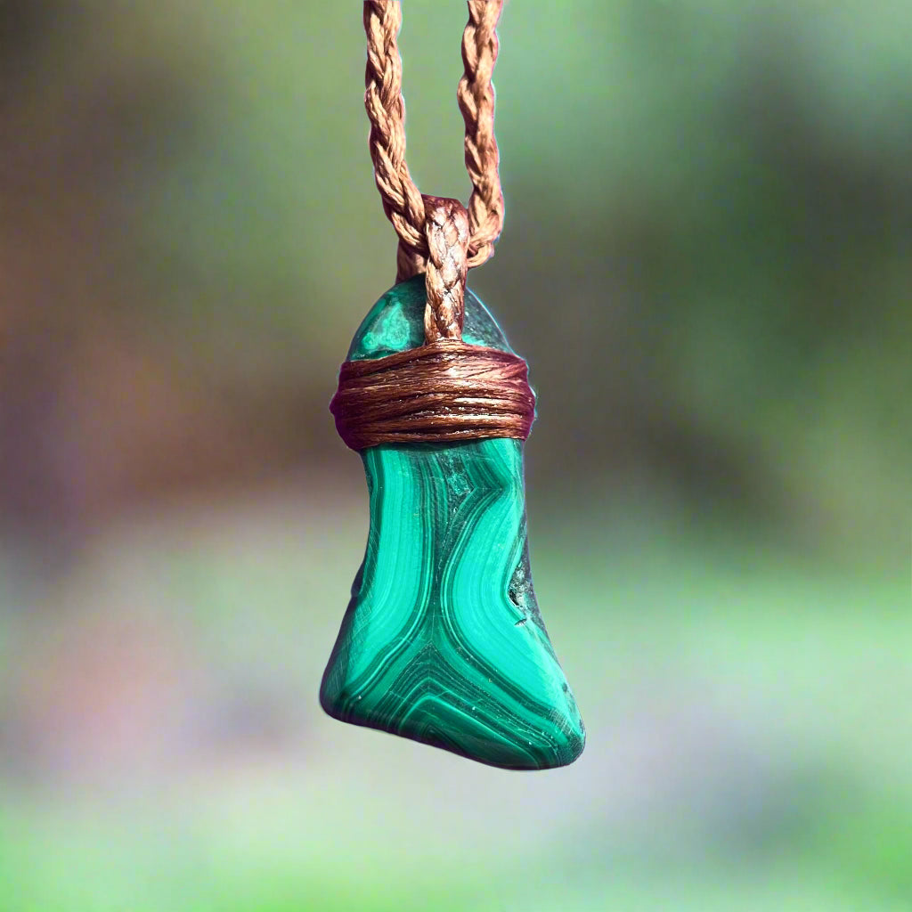 Tribe Talisman Macrame Necklace - Malachite - The Crescent Moon