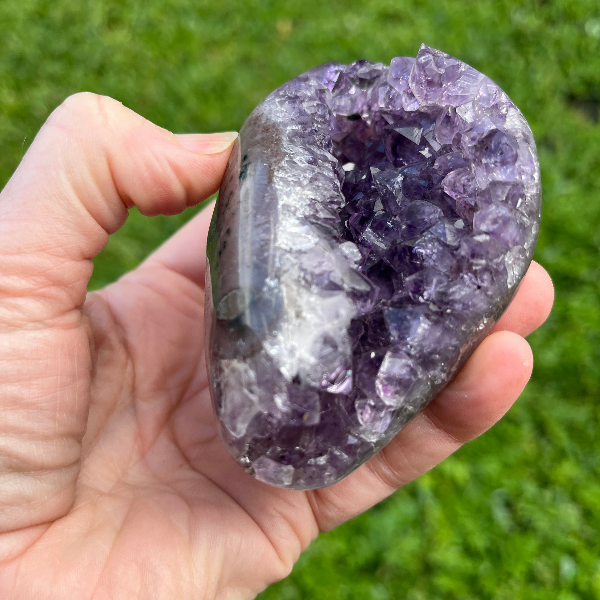 Amethyst Geode on Metal Stand – Natural Crystal Cluster for Home & Healing - The Crescent Moon
