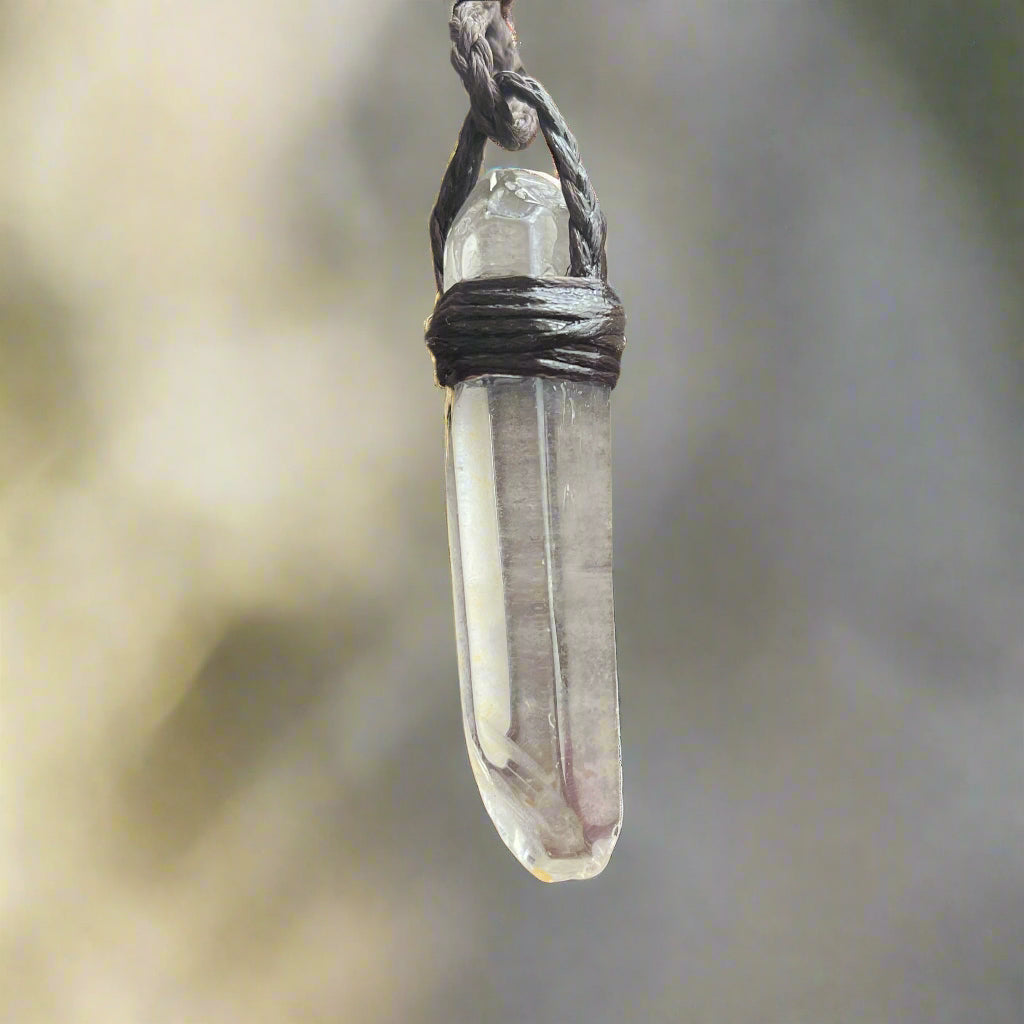 Tribe Talisman Macarame Necklace- Clear Quartz - The Crescent Moon
