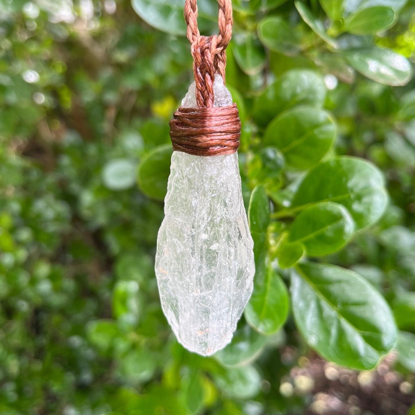 Tribe Talisman Macrame Necklace - Clear Quartz Rough - The Crescent Moon