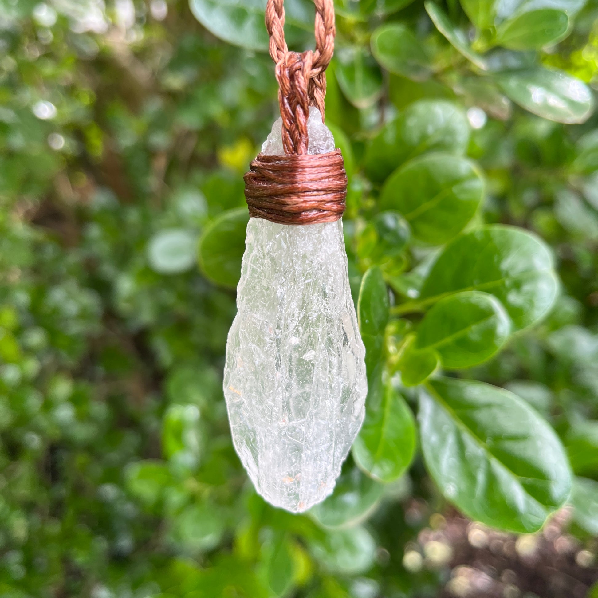 Tribe Talisman Macrame Necklace - Clear Quartz Rough - The Crescent Moon
