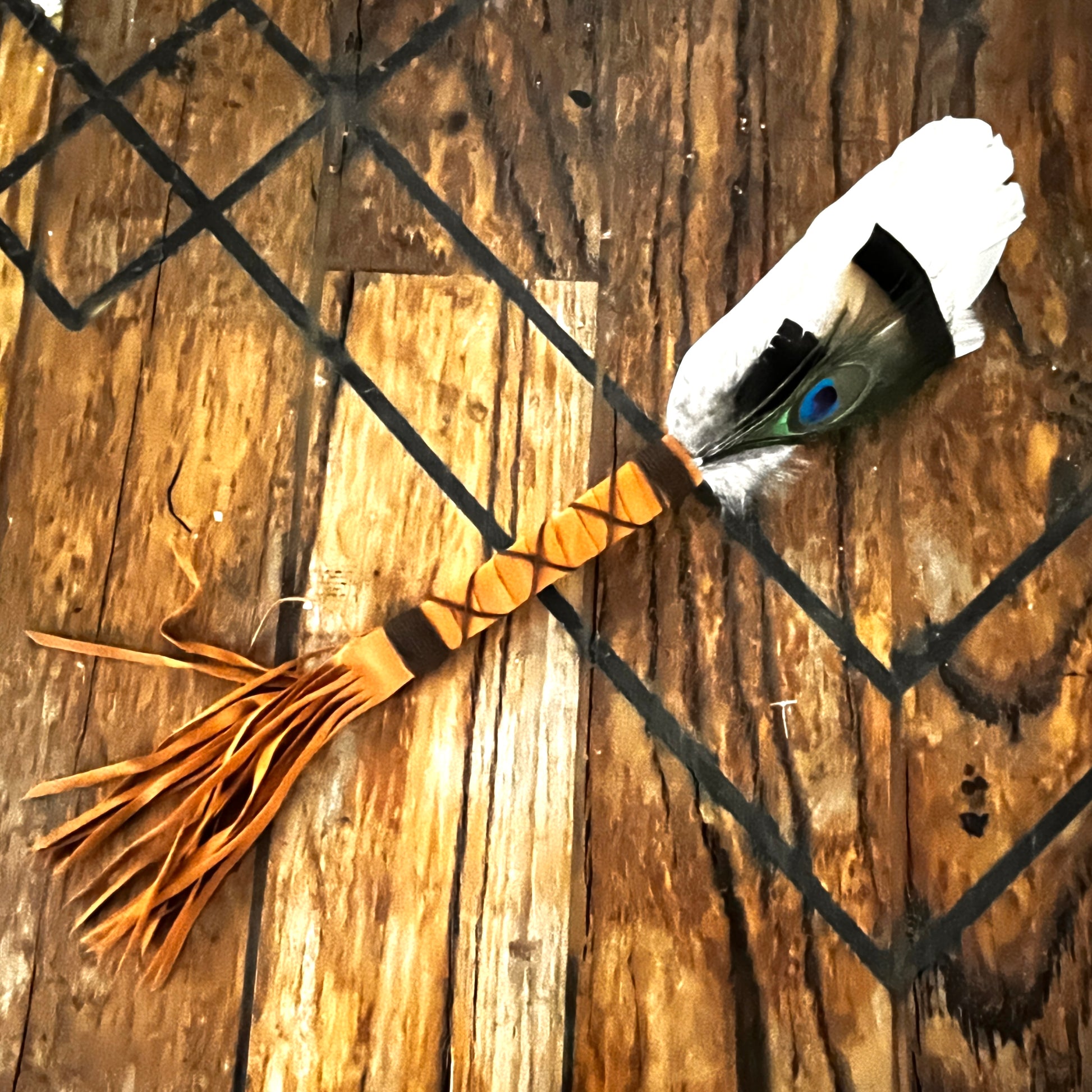 Smudging Feather Wand with Peacock Feather Medium - The Crescent Moon