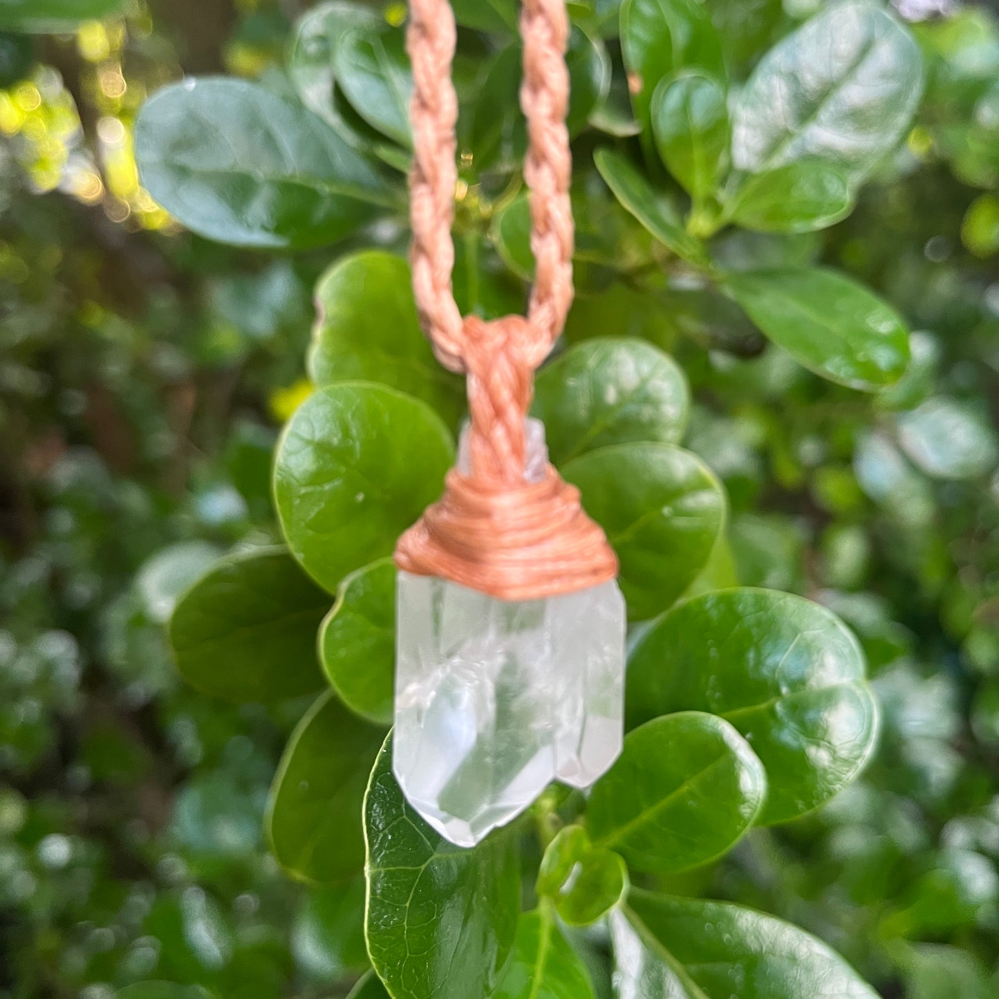Tribe Talisman Macrame Necklace - Clear Quartz Cluster - The Crescent Moon