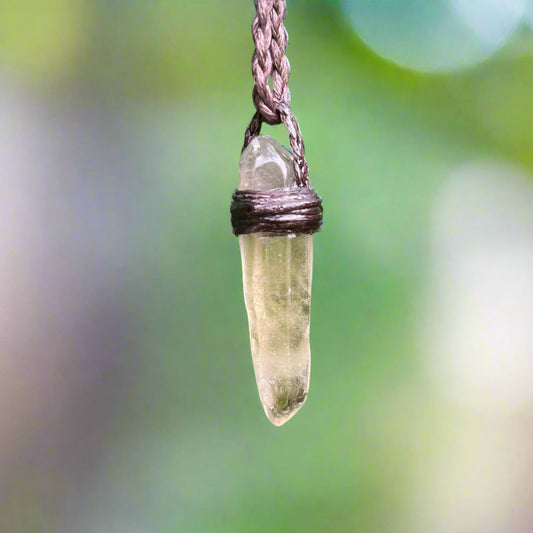 Tribe Talisman Macrame Necklace - Smokey Quartz - The Crescent Moon