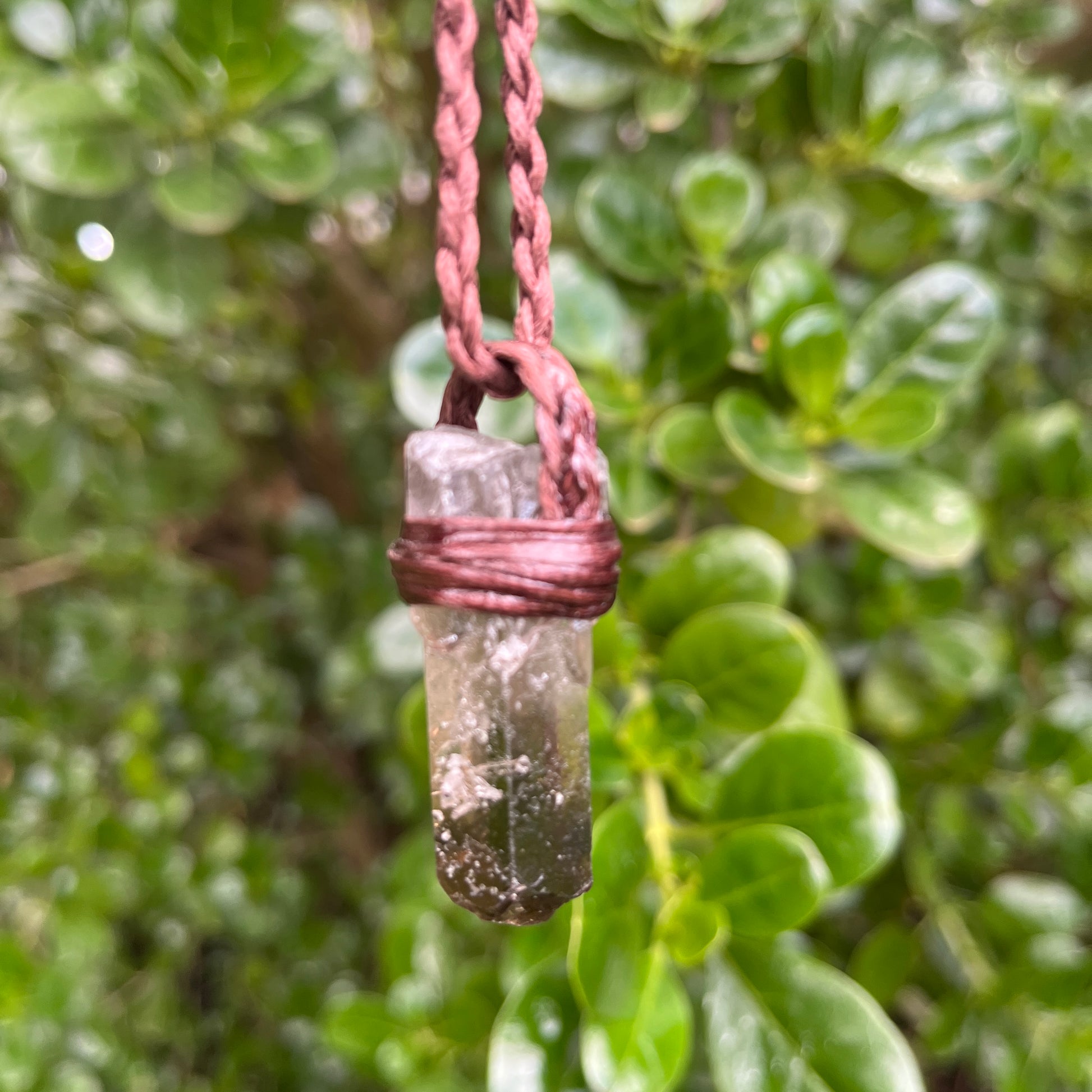 Tribe Talisman Macrame Necklace - Smokey Quartz Rough - The Crescent Moon