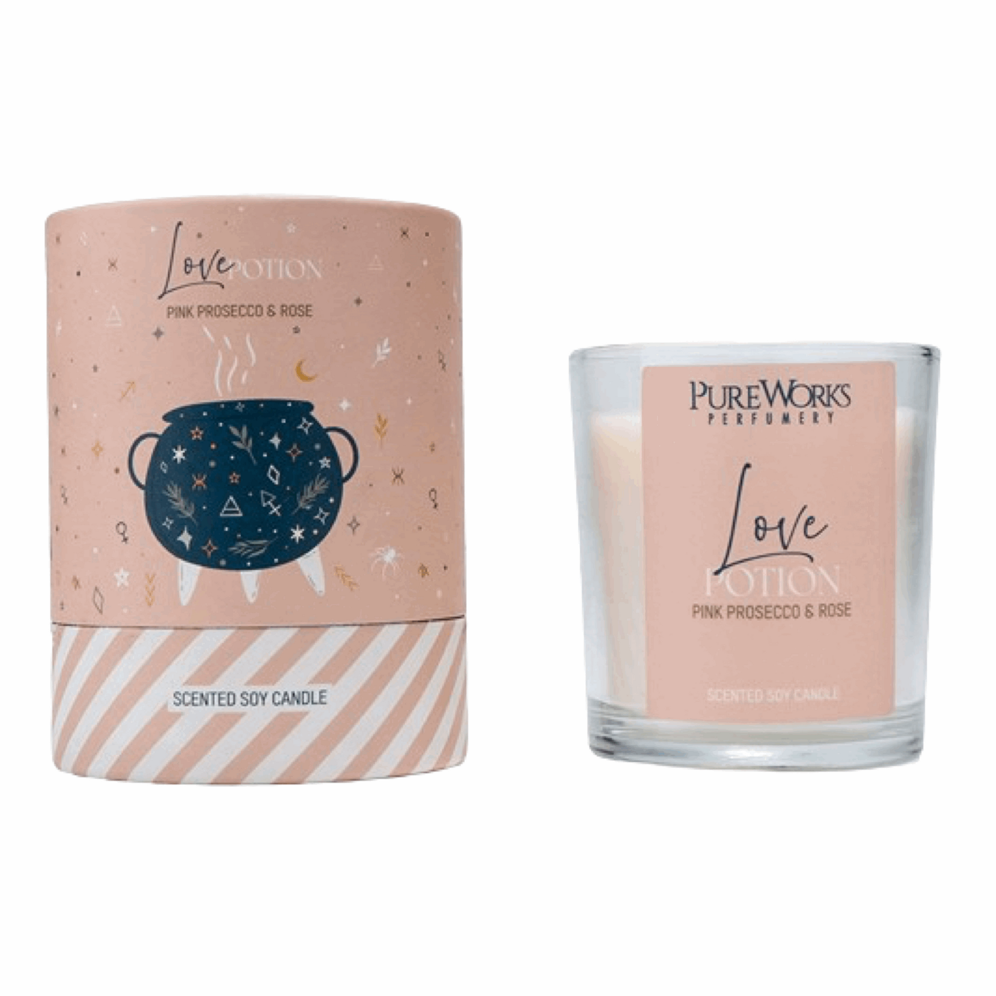 Soy candle with rose and prosecco