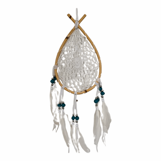 Rattan tear drop shaped dream catcher