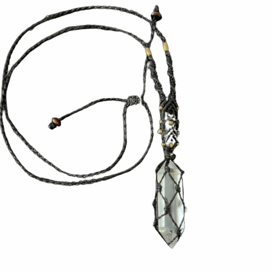 macrame quartz necklace