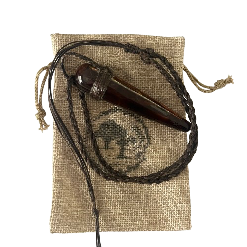 Tribe Talisman Macrame Necklace - Tiger Iron - The Crescent Moon