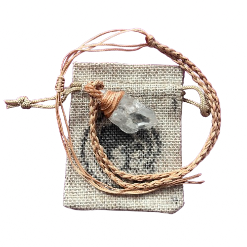 Tribe Talisman Macrame Necklace - Clear Quartz Cluster - The Crescent Moon