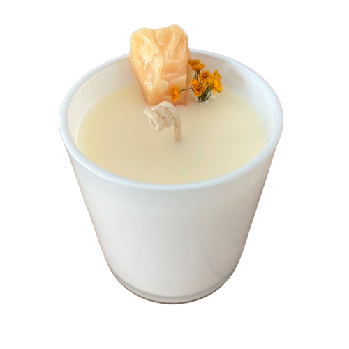 Orange Calcite Crystal Candle - Protection and Well Being