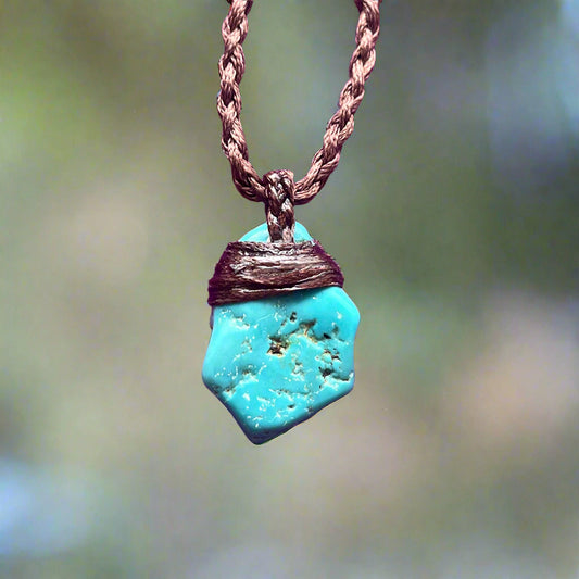 Tribe Talisman Macrame Necklace - Tibetan Torquoise - The Crescent Moon